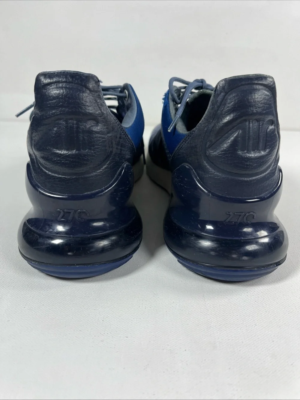 Nike Air Max 270 Premium Diffused Blue Leather Athletic Sneakers Mens 11.5